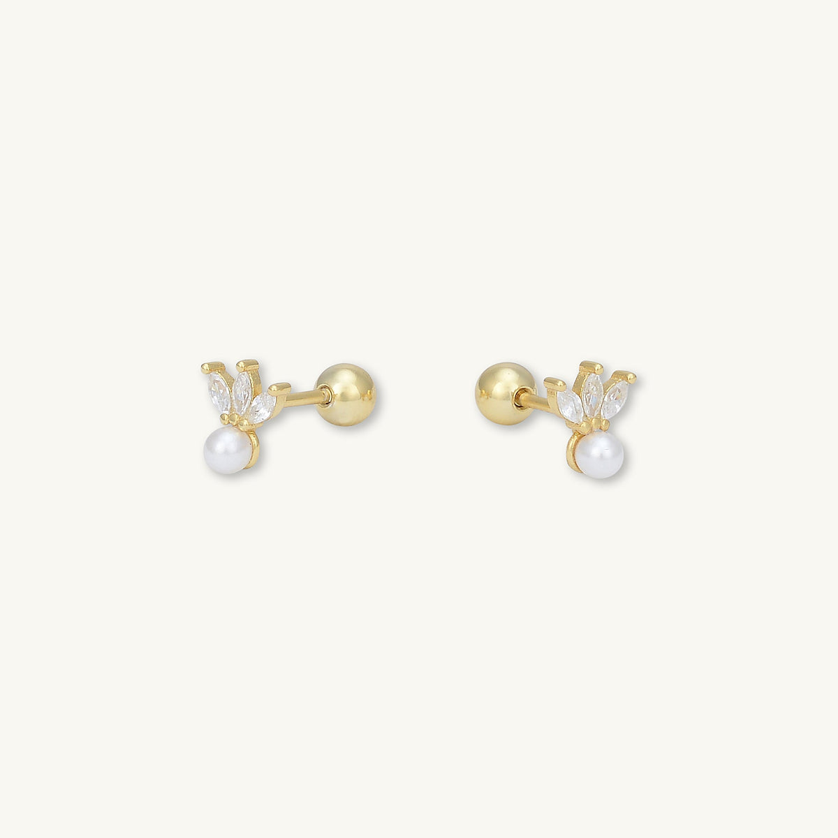 Lotus Pearl Sapphire Barbell Stud Cartilage Earrings