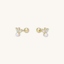 Lotus Pearl Sapphire Barbell Stud Cartilage Earrings