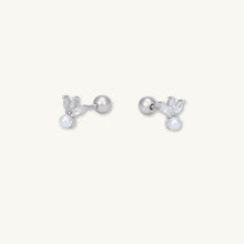 Lotus Pearl Sapphire Barbell Stud Cartilage Earrings