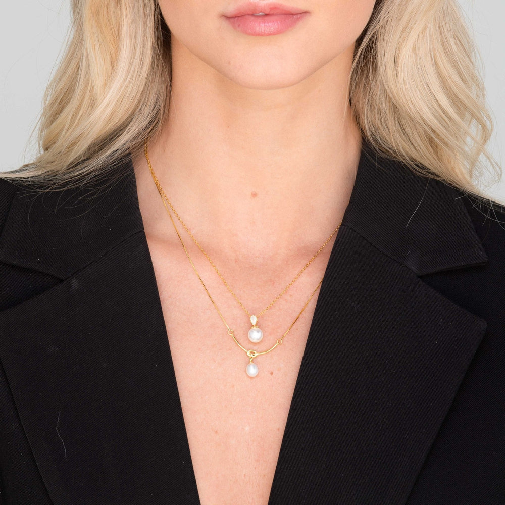 Love Knot Freshwater Pearl Drop Necklace