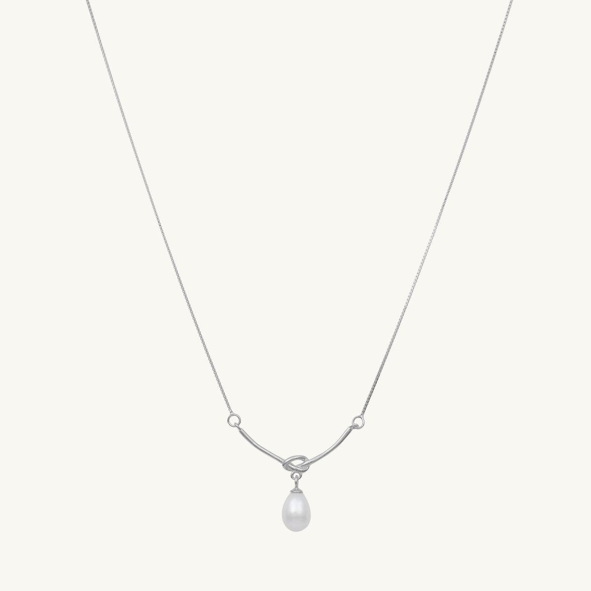Love Knot Freshwater Pearl Drop Necklace