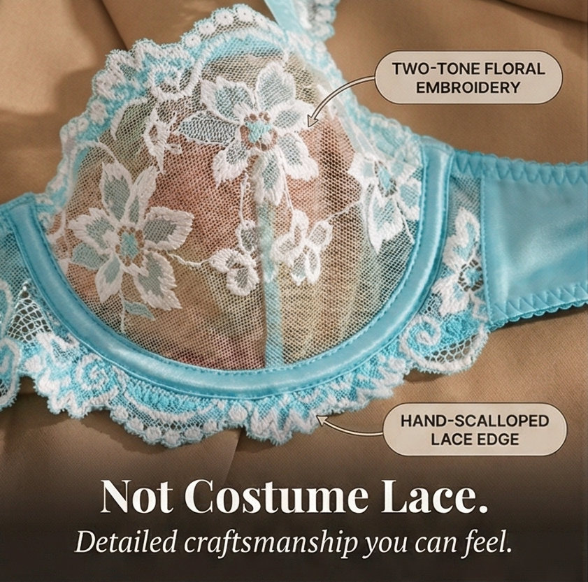 Lunaveil – Women's Floral Lace Bra and Briefs Set