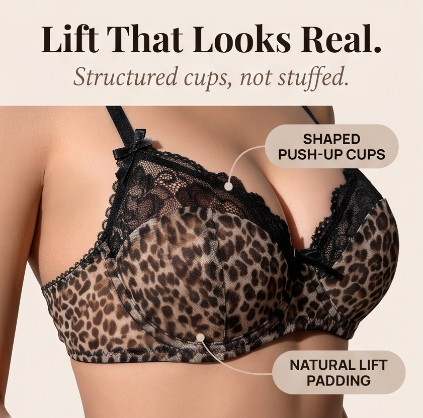 Luxette – Leopard Lace Push-Up Bra and Briefs Set