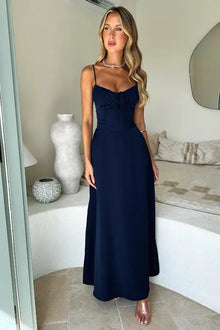 Mika Long Dress Woman – Elegant Maxi Dress in Lace with Lace-up Back & A-line Cut