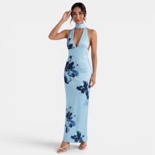 Backless Floral Halter Dress