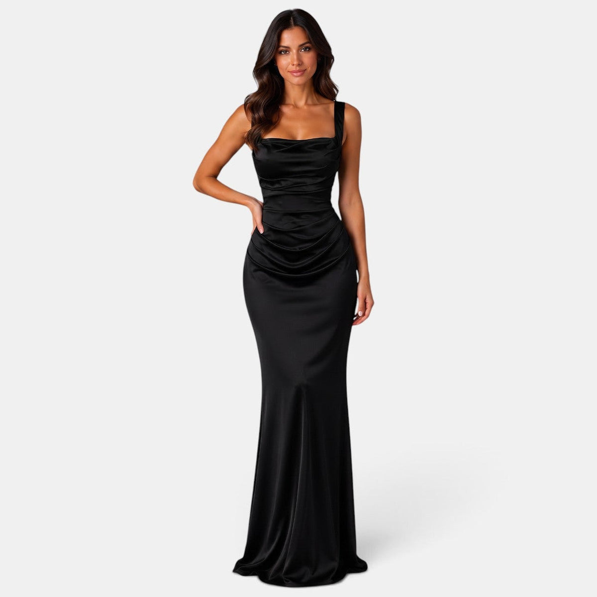 Women's Premium Satin Long Dress – Elegant for Weddings and Events