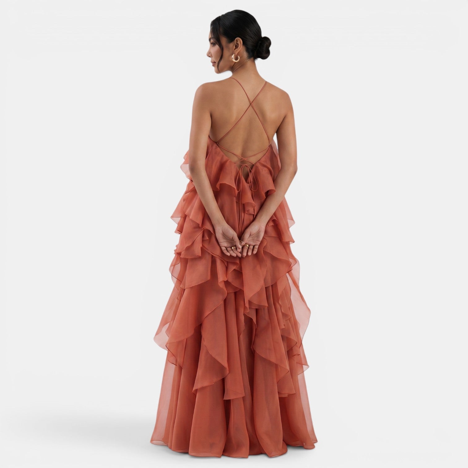 Women's Long Halter Dress with Flower