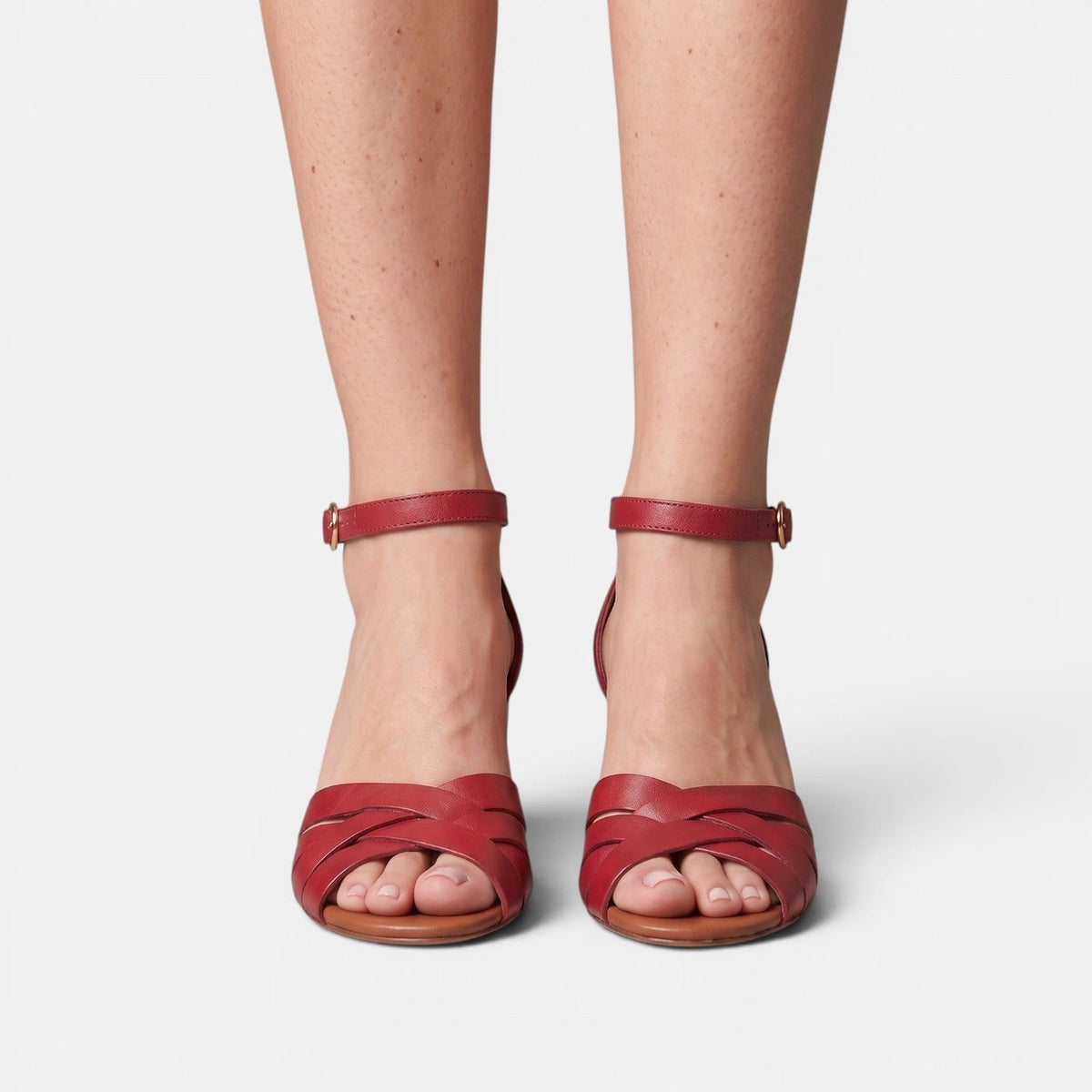 Women's Leather Block-Heel Sandals