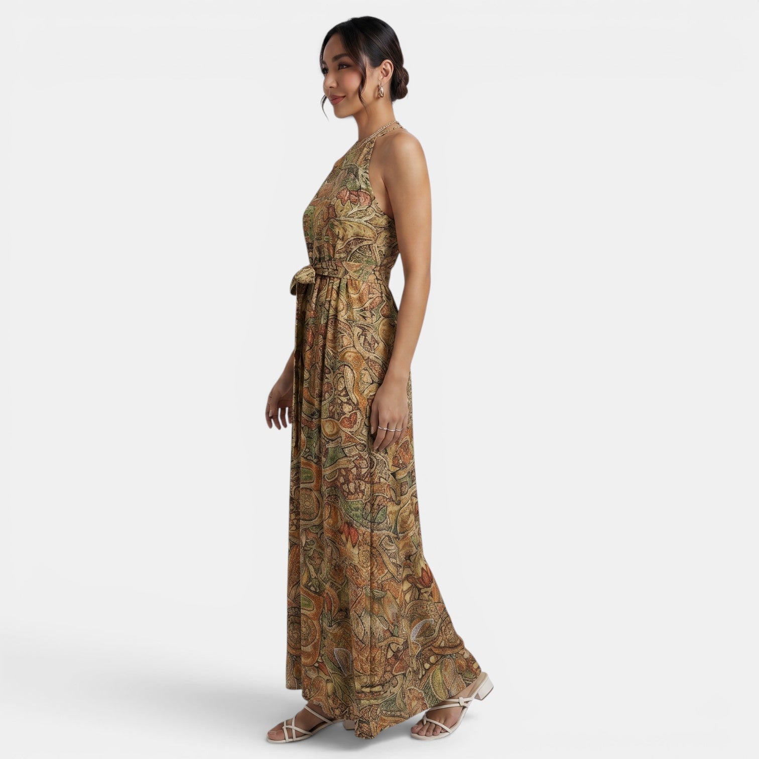 Long Boho High-Waisted Dress