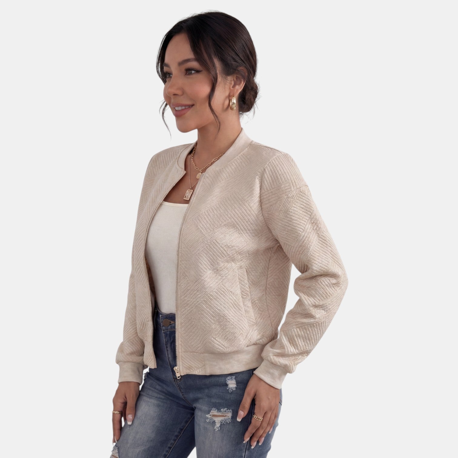 Women's Mid-Season Jacket with Zipper and Pockets