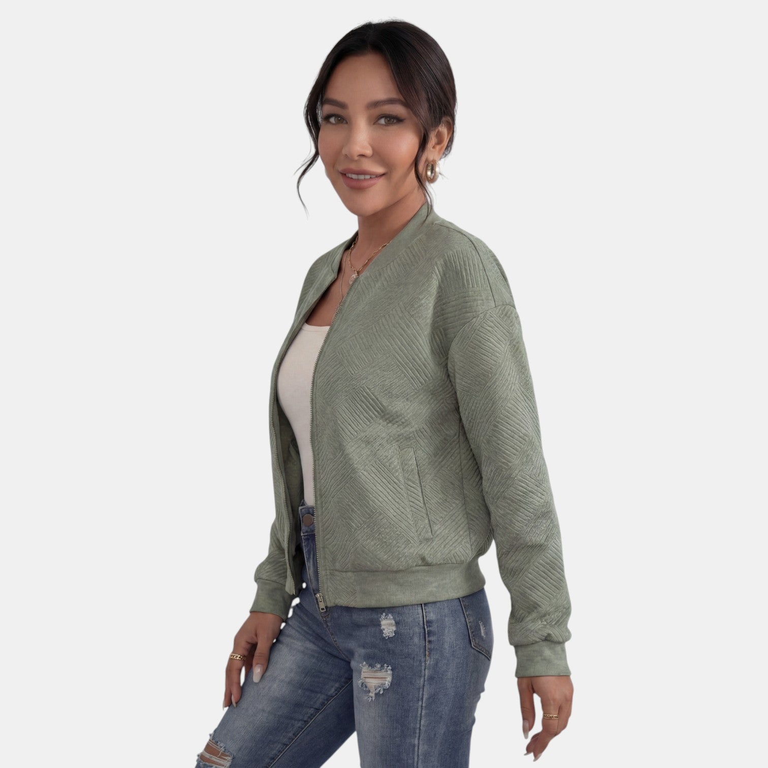 Women's Mid-Season Jacket with Zipper and Pockets
