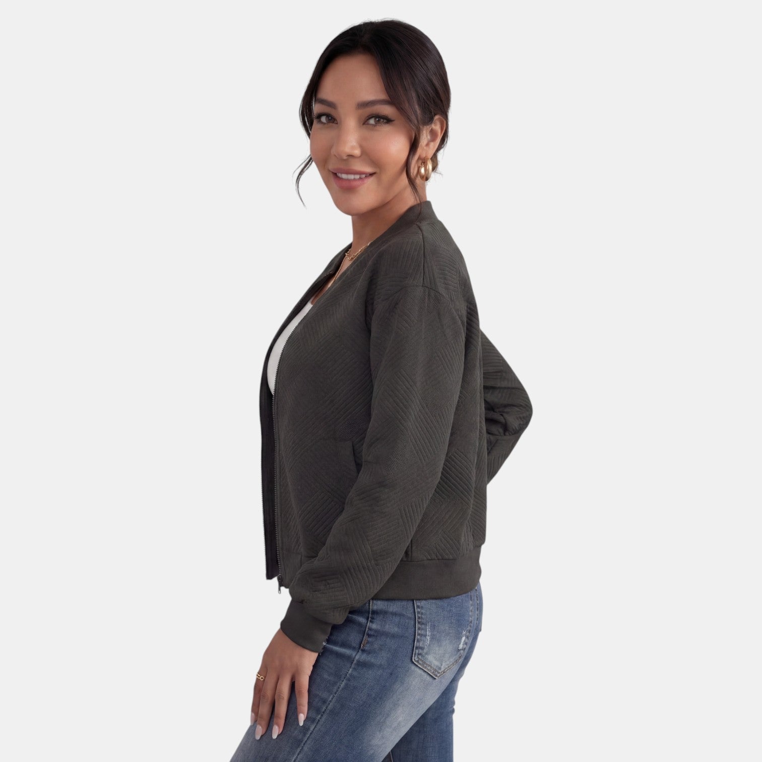 Women's Mid-Season Jacket with Zipper and Pockets