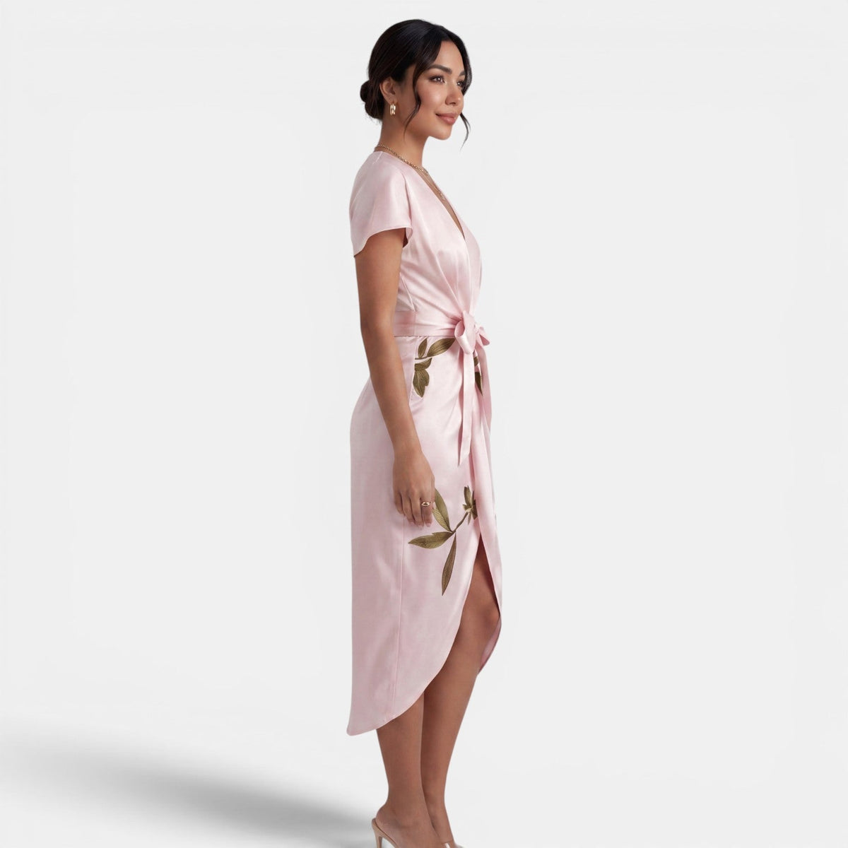 Women's Floral Wrap Midi Dress