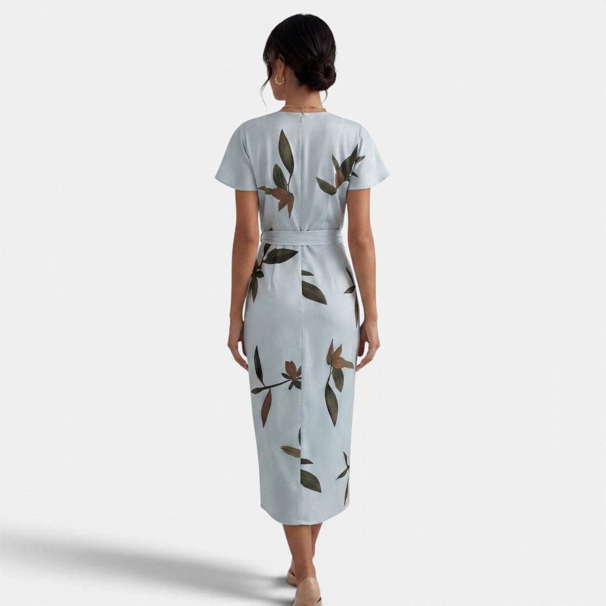 Women's Floral Wrap Midi Dress