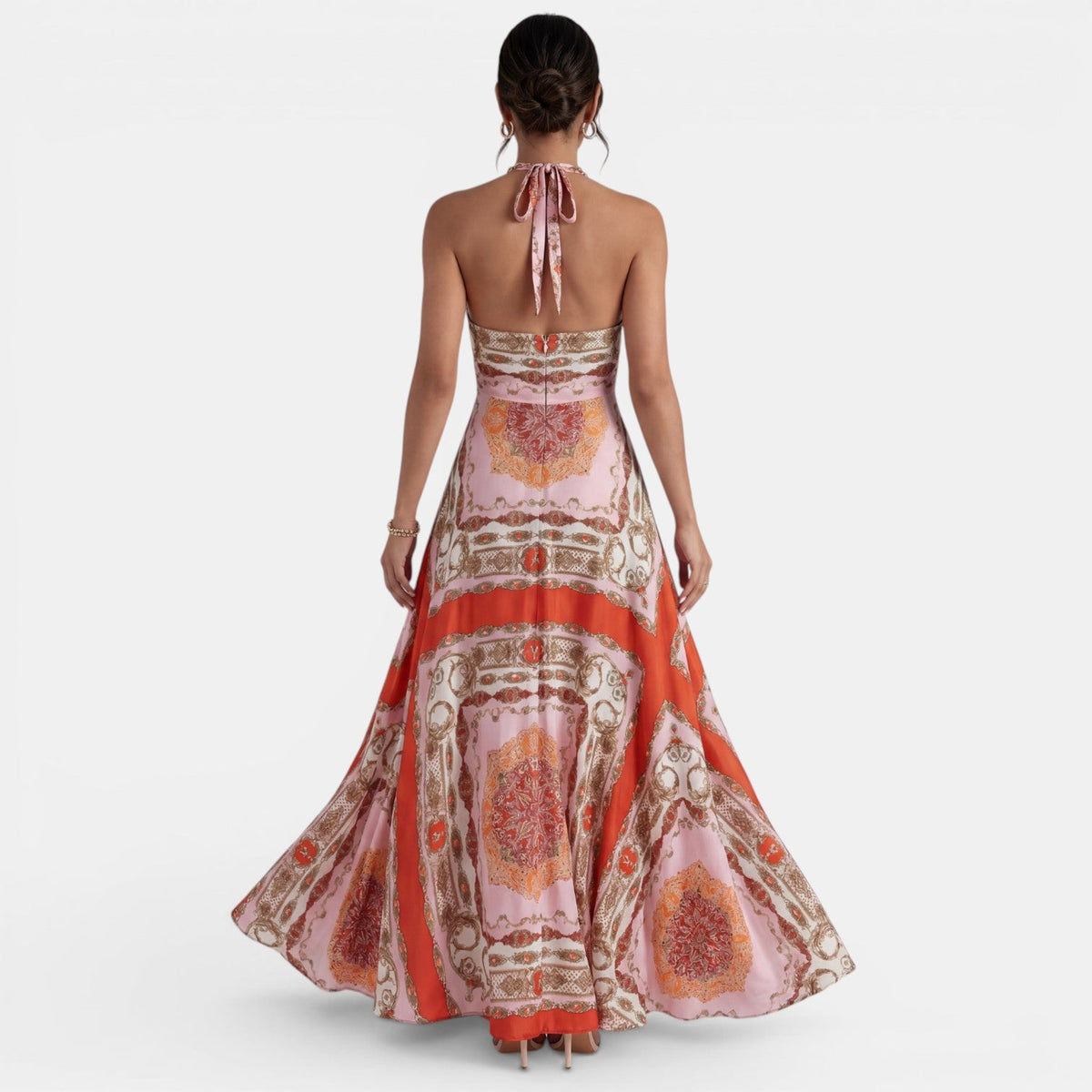 Red Boho Halter Maxi Dress