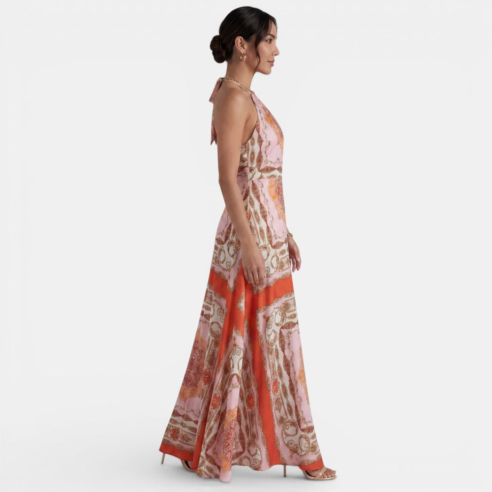 Red Boho Halter Maxi Dress