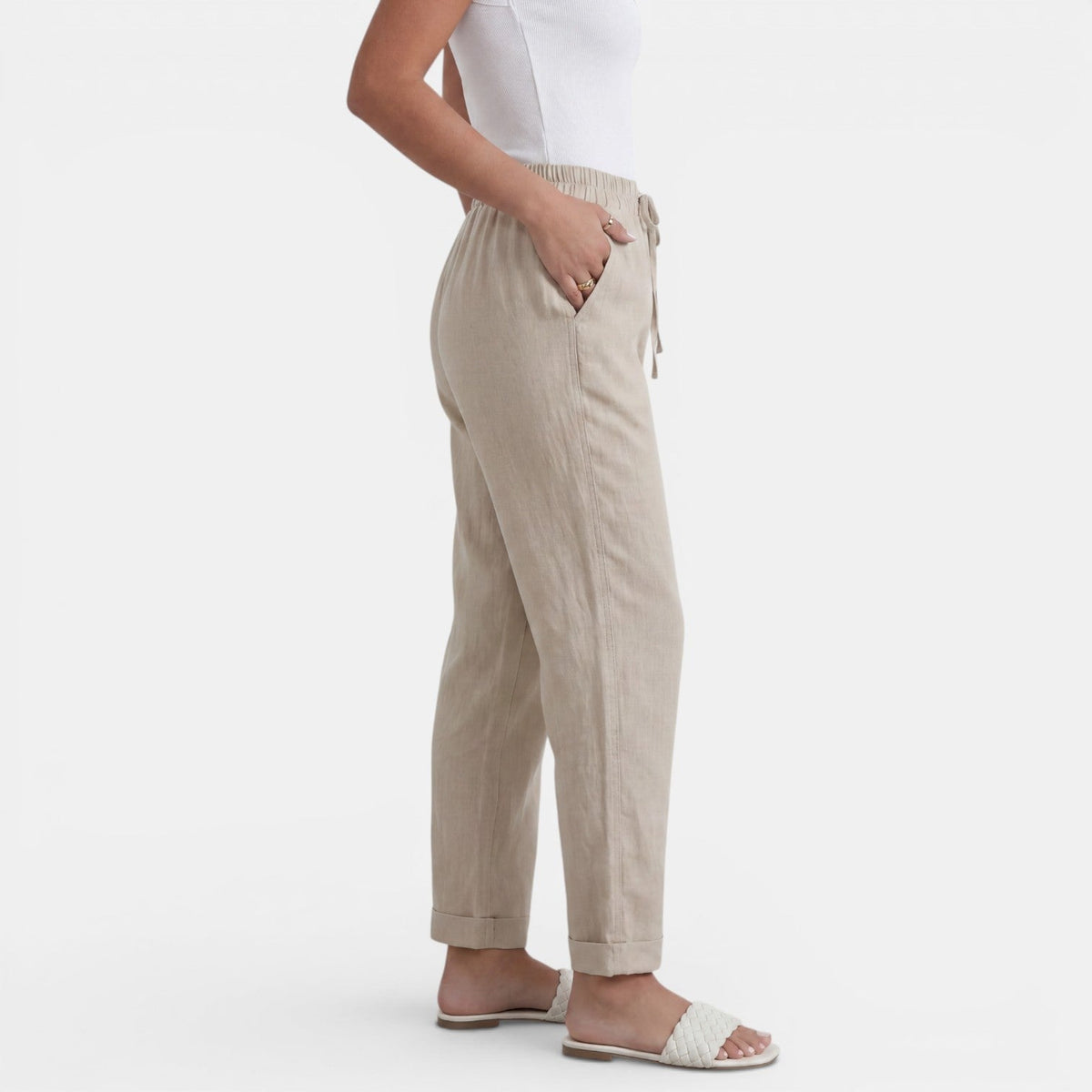 Women's High-Waisted Linen Pants