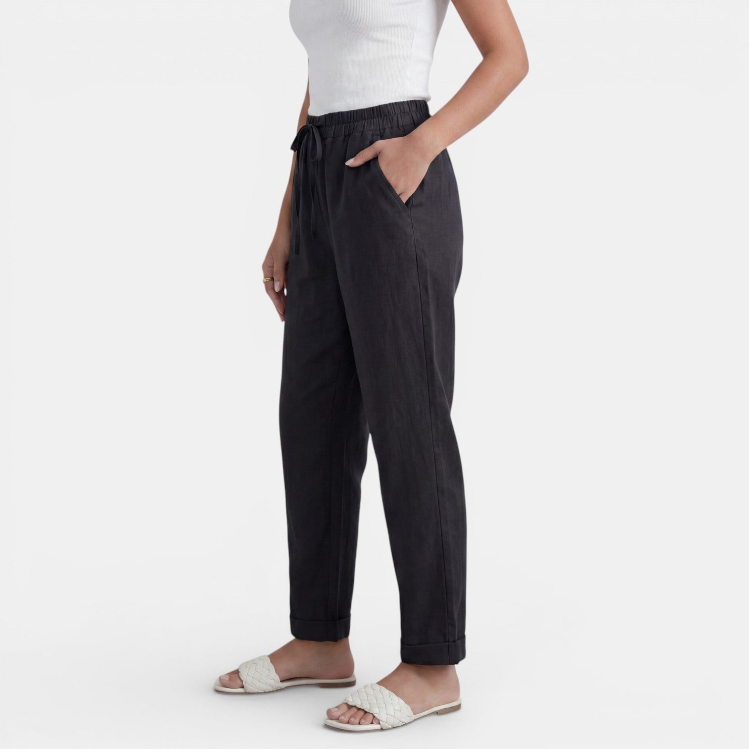 Women's High-Waisted Linen Pants