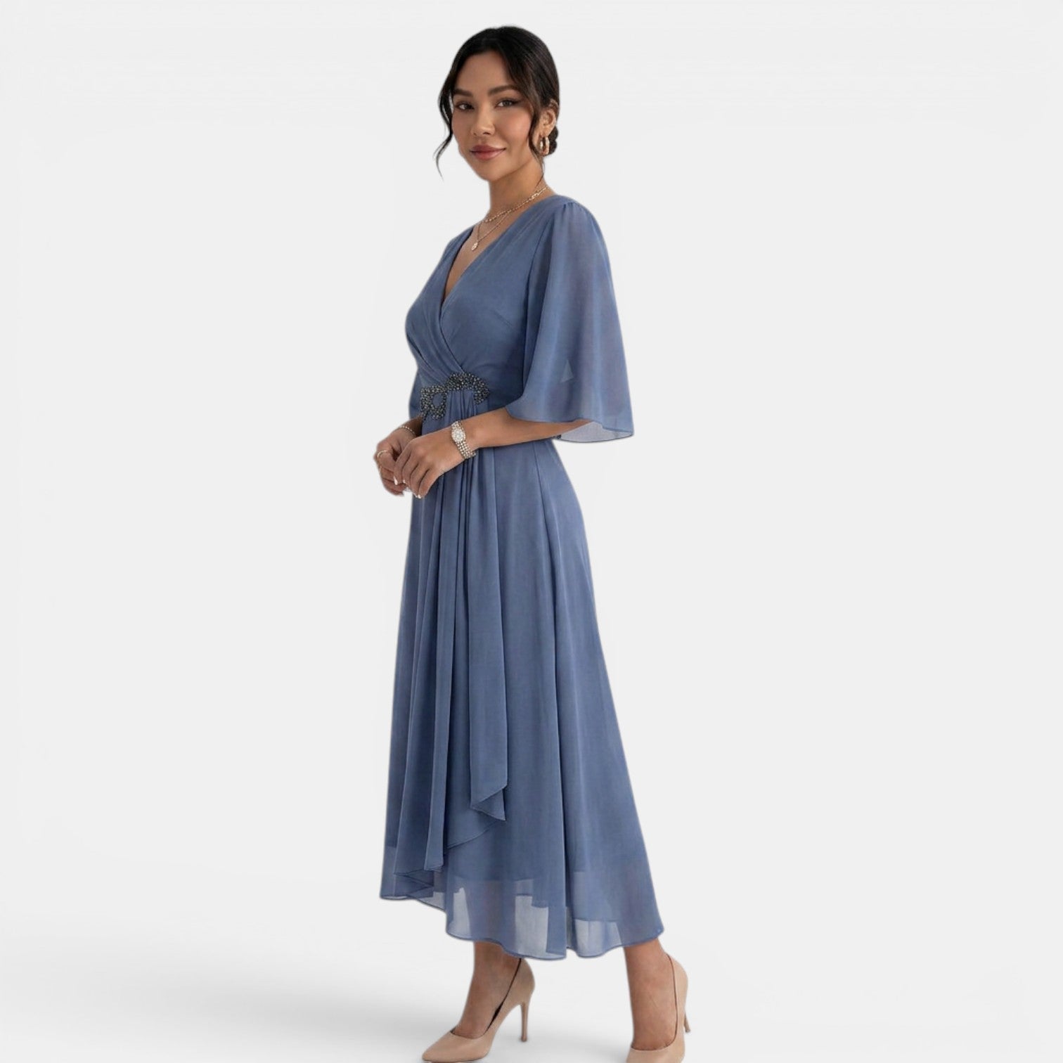 Women's Elegant Flowy Midi Dress