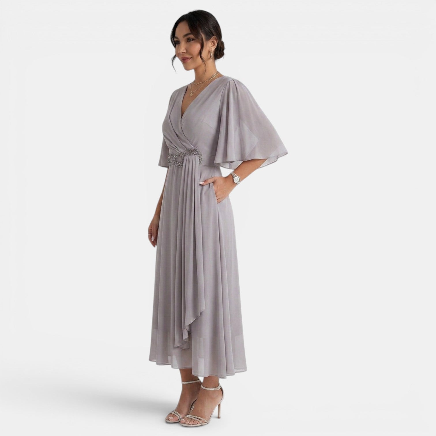 Women's Elegant Flowy Midi Dress