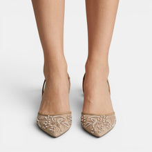 Women's Embroidered Mesh Heeled Sandals