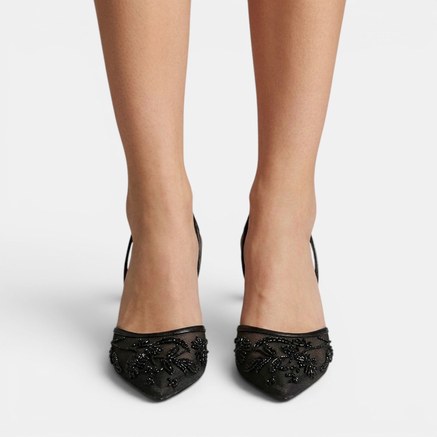 Women's Embroidered Mesh Heeled Sandals