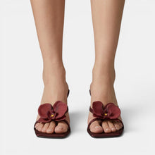 Women's Burgundy Floral Heeled Sandals