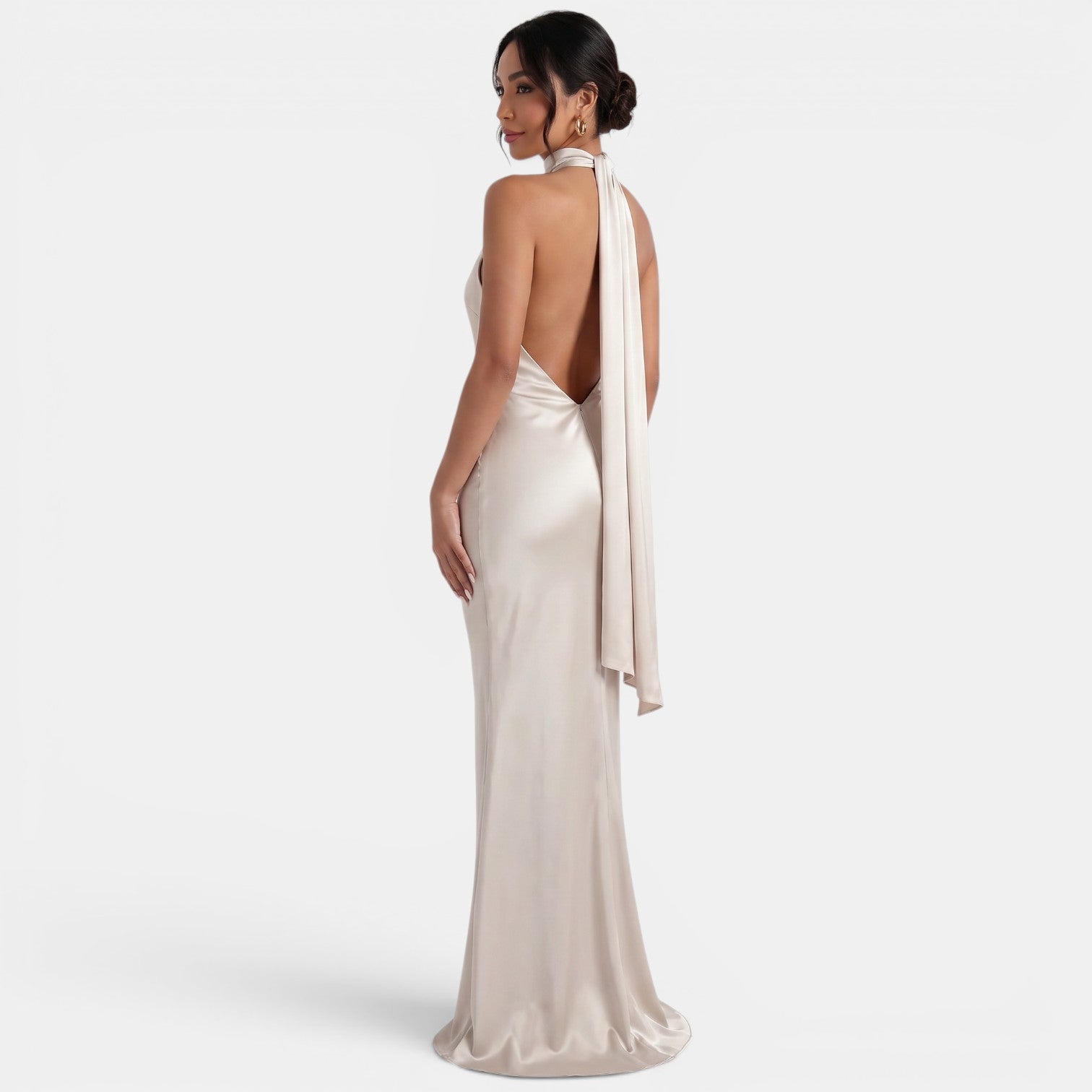 Women's Halter Satin Maxi Dress