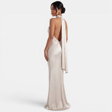 Women's Halter Satin Maxi Dress