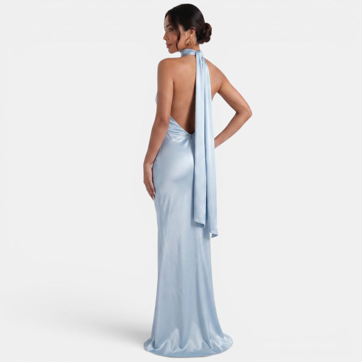 Women's Halter Satin Maxi Dress