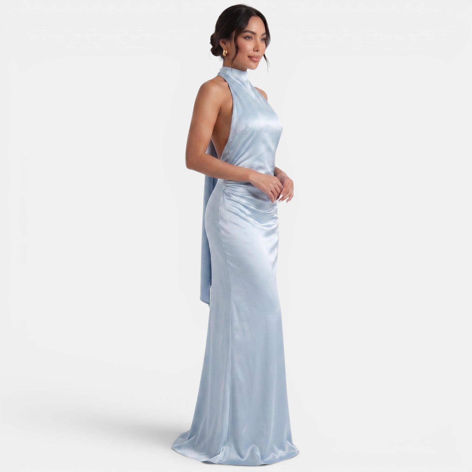 Women's Halter Satin Maxi Dress