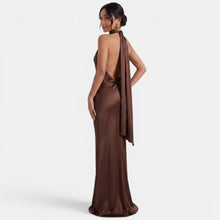 Women's Halter Satin Maxi Dress