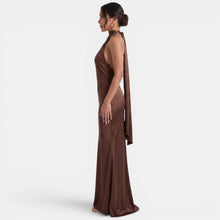 Women's Halter Satin Maxi Dress