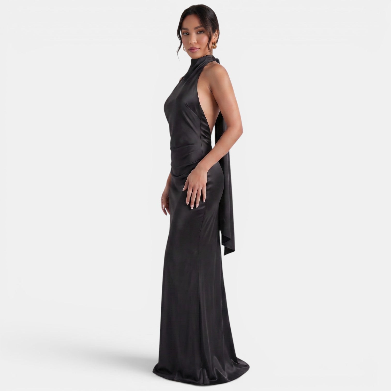 Women's Halter Satin Maxi Dress