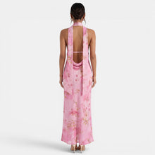 Backless Floral Halter Dress
