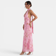 Backless Floral Halter Dress