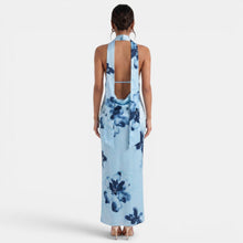 Backless Floral Halter Dress