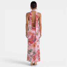 Backless Floral Halter Dress