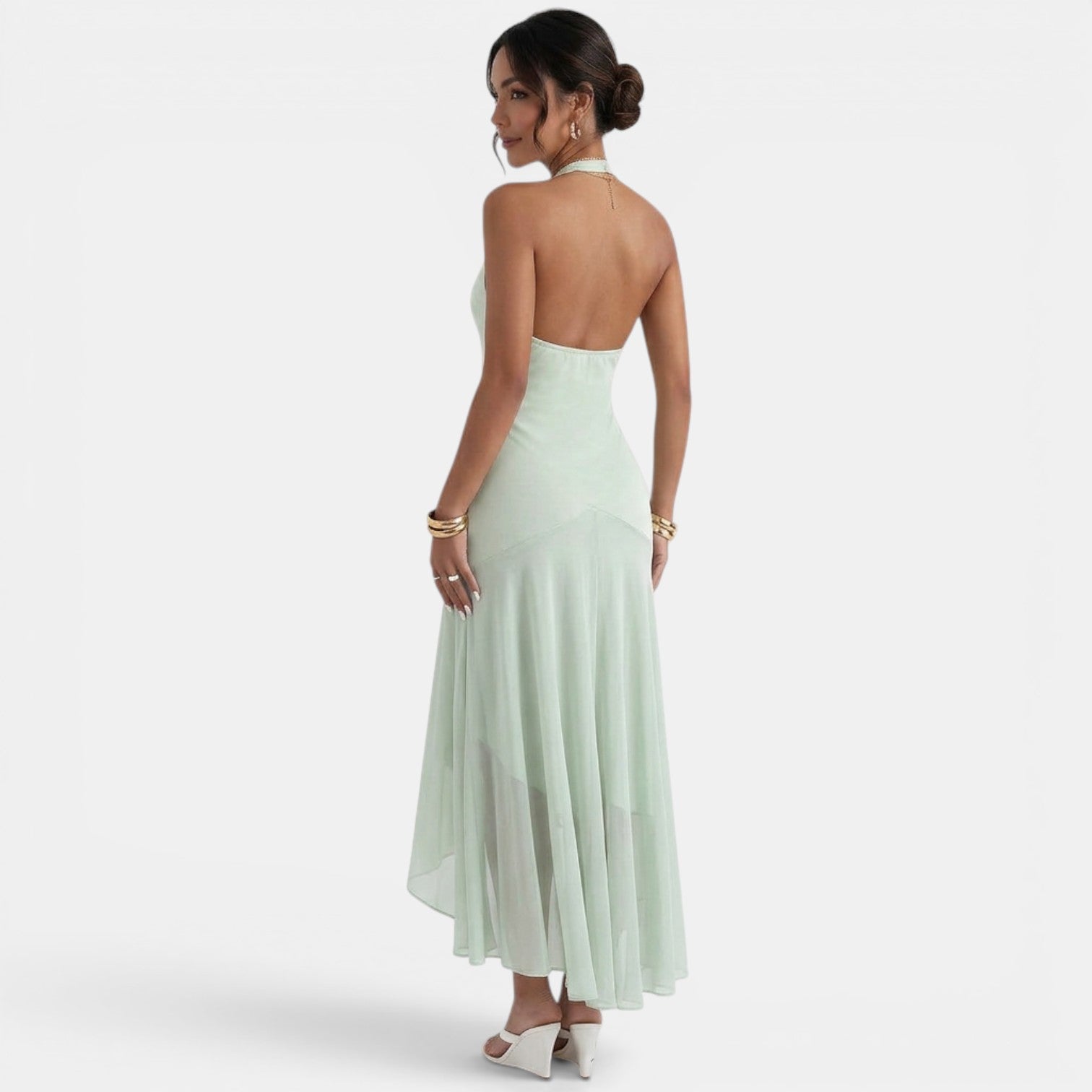 Elegant Green Midi Party Dress