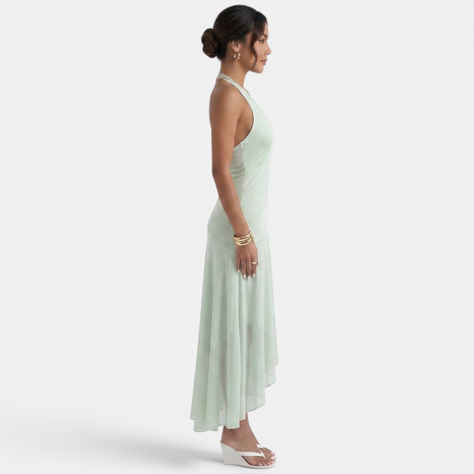 Elegant Green Midi Party Dress