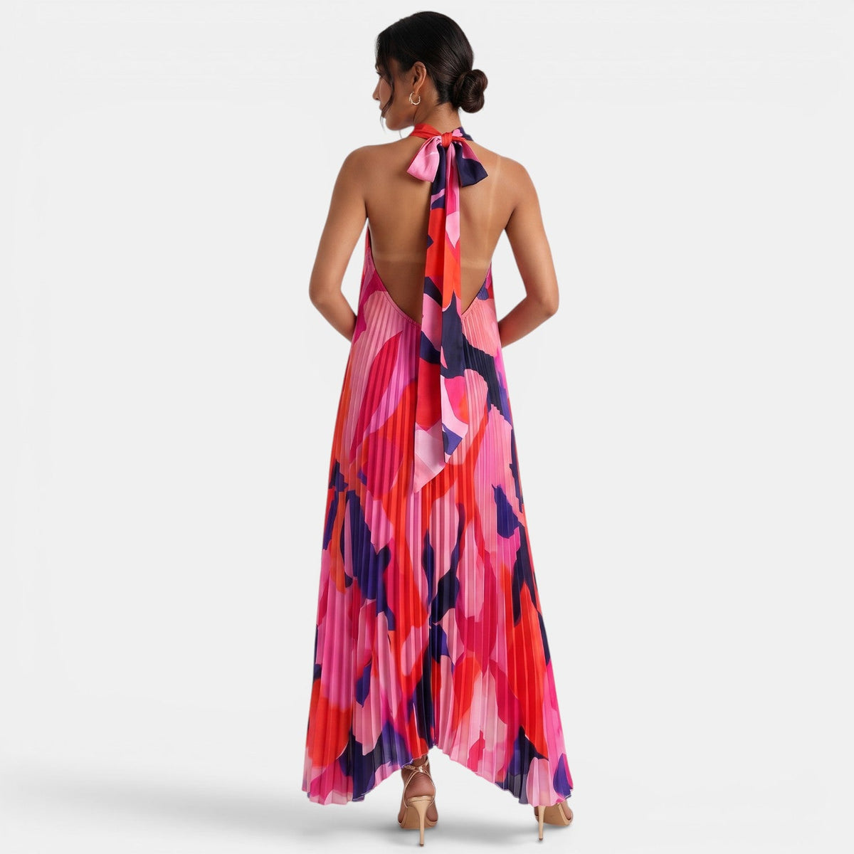 Summer Halter Floral Maxi Dress