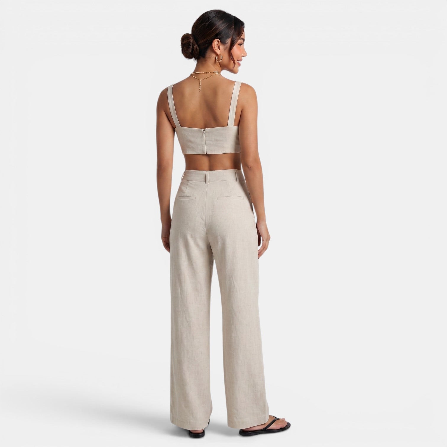 Women's Khaki Linen Set