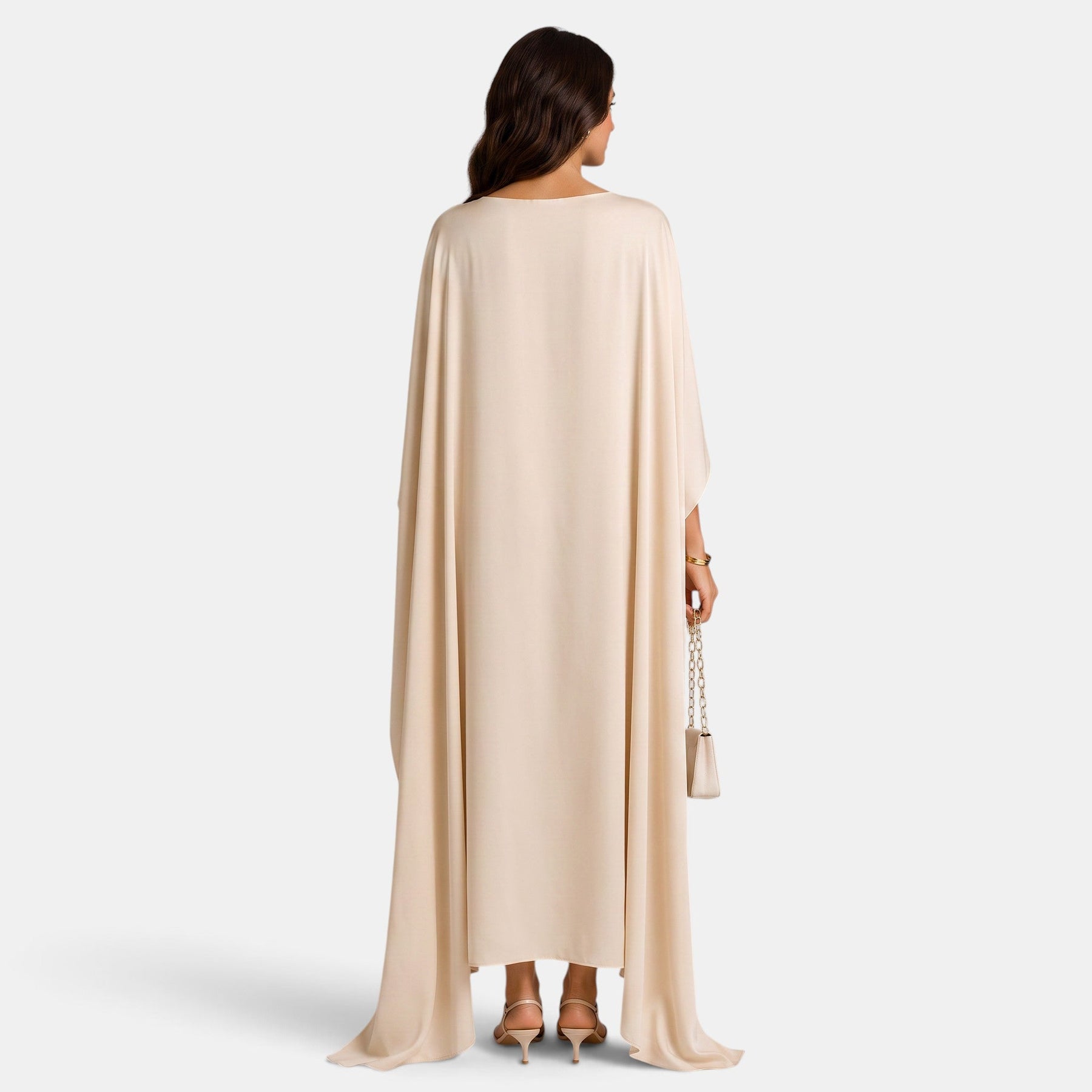 Elegant Women's Long Dress with Draped Cape for Party