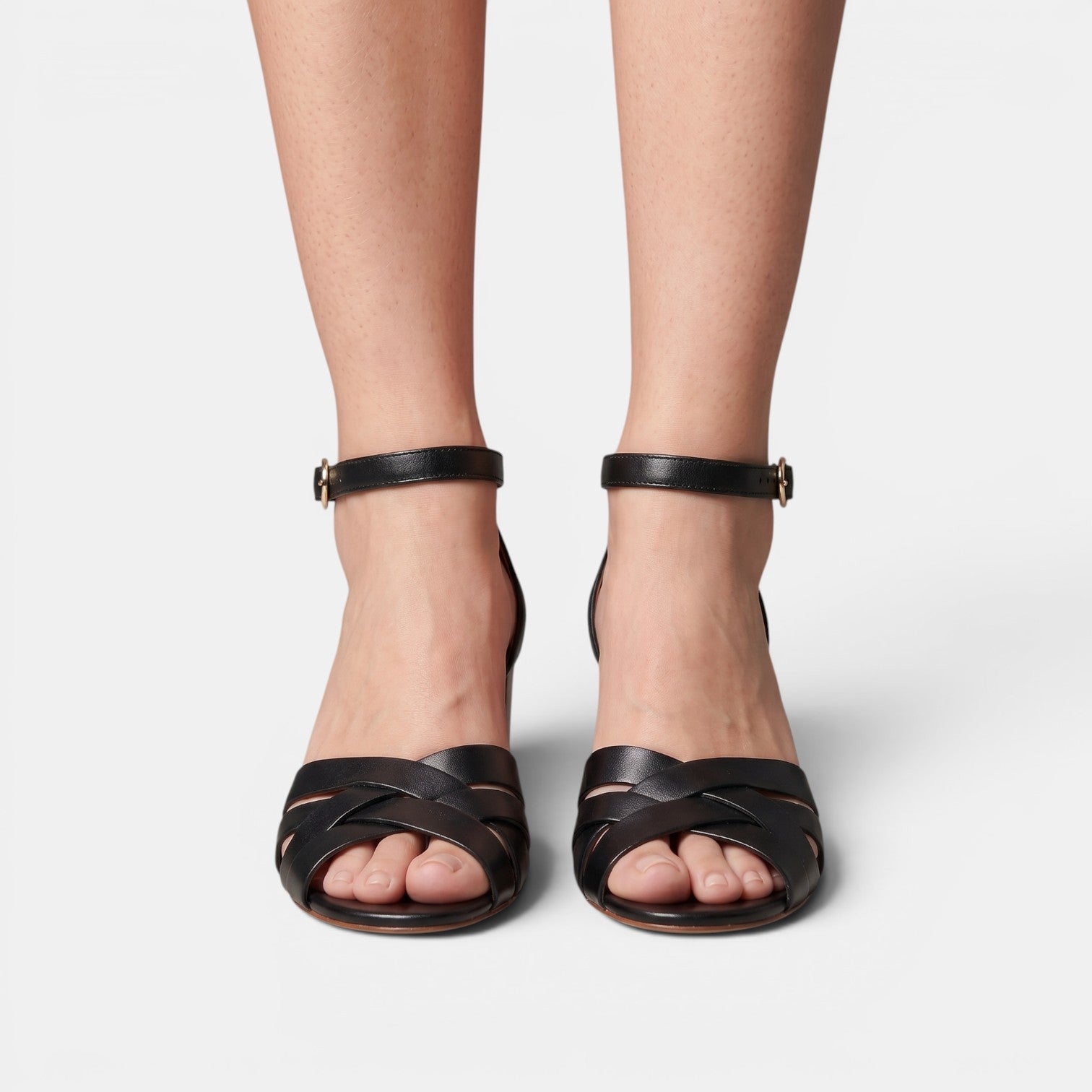 Women's Leather Block-Heel Sandals
