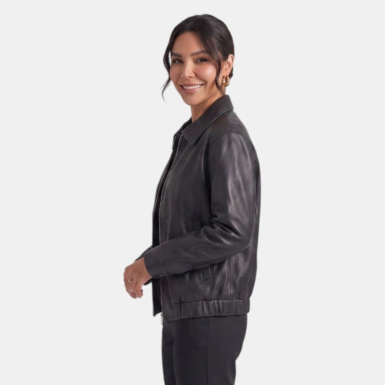 Premium Women's Long Jacket – Oversized Faux Leather with Zipper