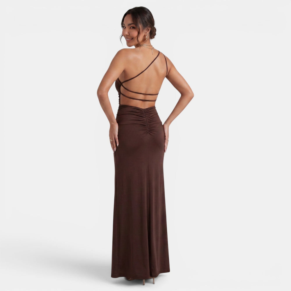 Women's Brown Open-Back Dress