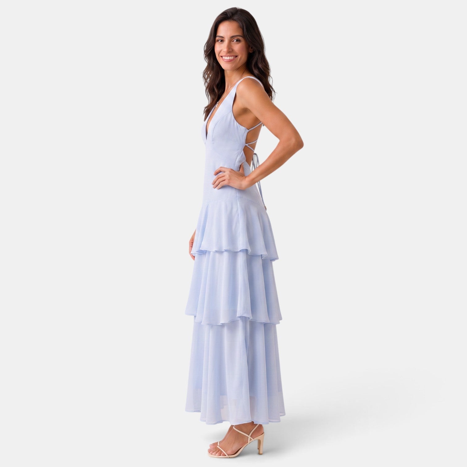 Ruffled Maxi Wedding Guest Dress