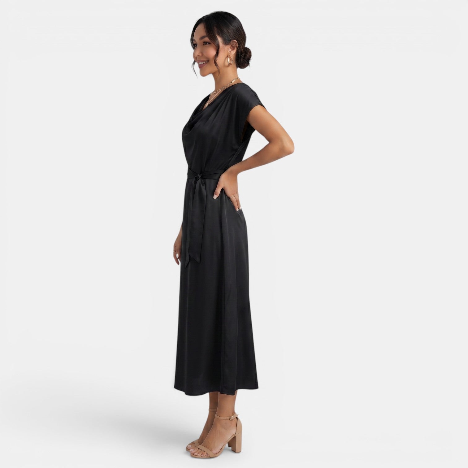 Women's Elegant Silk Midi Dress