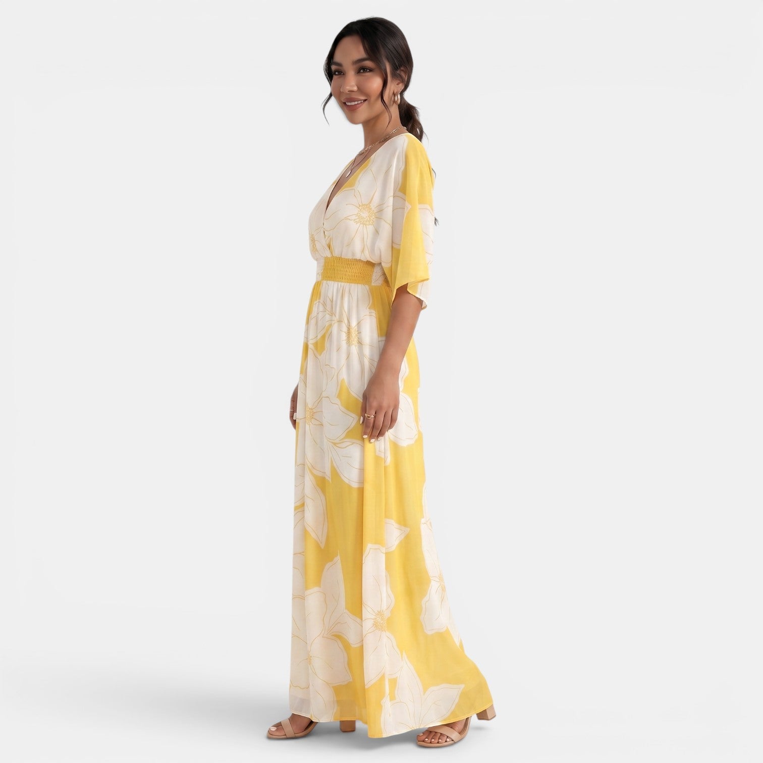 Women's V-Neck Floral Maxi Dress
