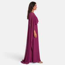 Elegant Women's Long Dress with Draped Cape for Party